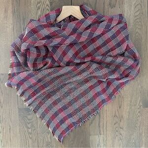 Vintage Missoni Checked Woven Sheer Square Scarf in Purple, Pink, Black 50"sq